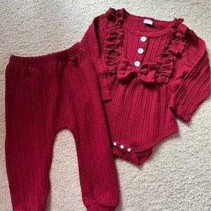 Kids Red Ruffled Matching Set